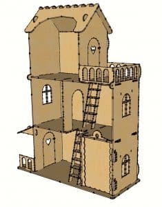 Casa para muñecas con terraza.