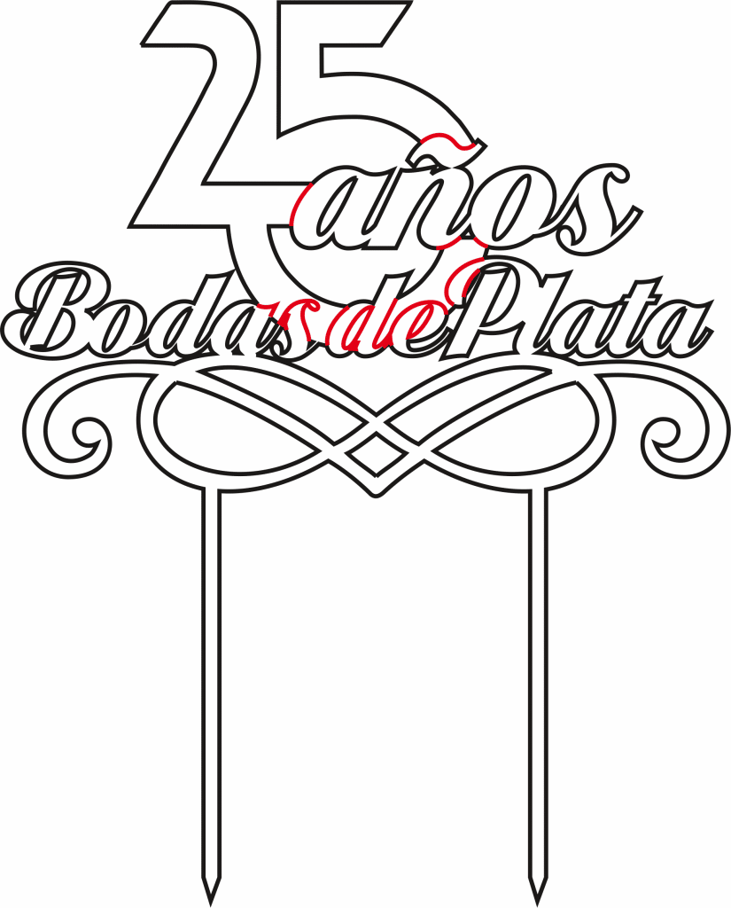 Letrero 25 años — vector para corte CNC