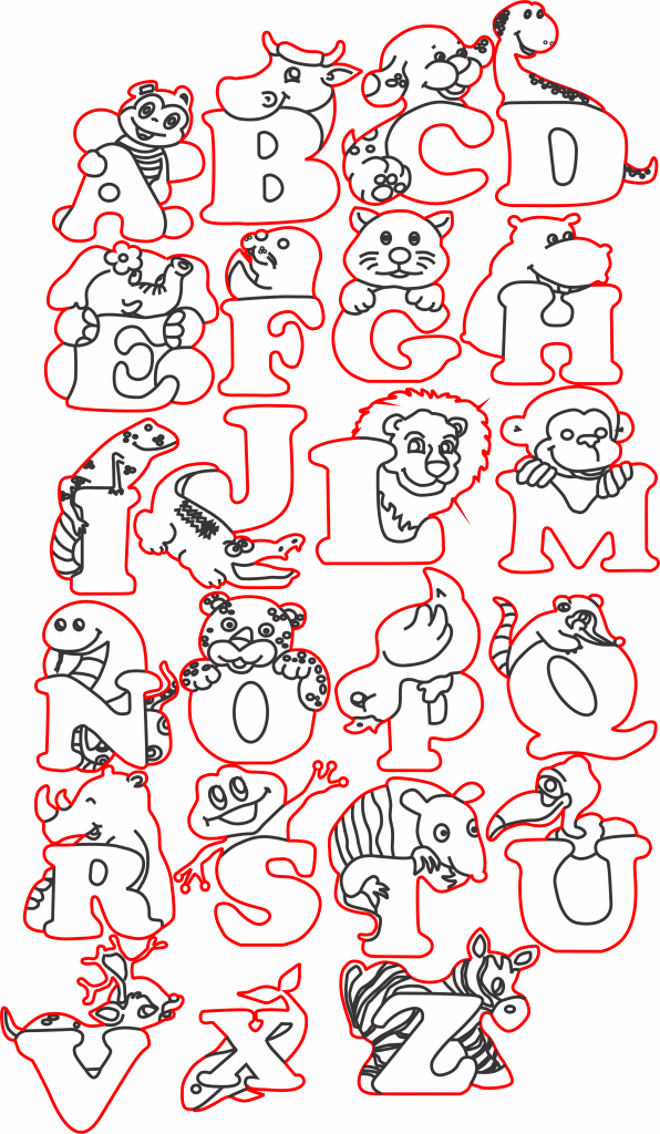 Alfabeto de animales — vector para corte CNC