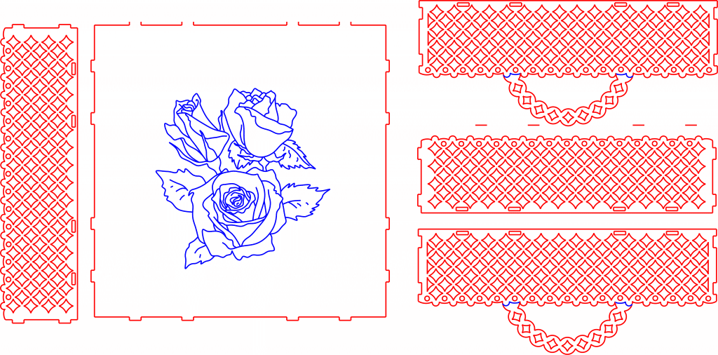 Caja con flor — vector para corte CNC