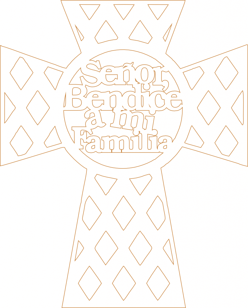 Cruz Bendice a mi familia — vector para corte CNC