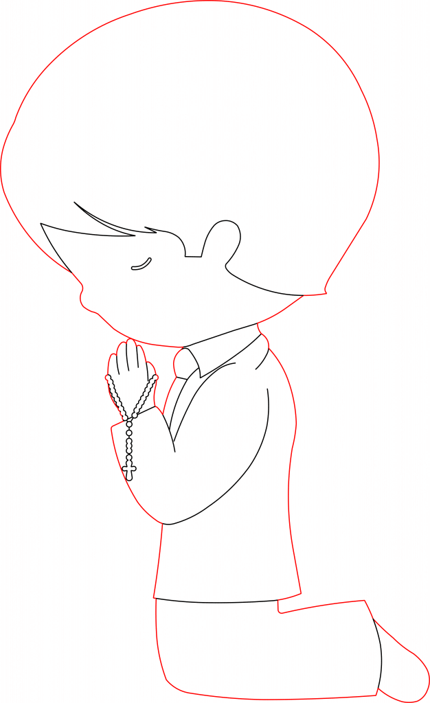 Niño con rosario — vector para corte CNC