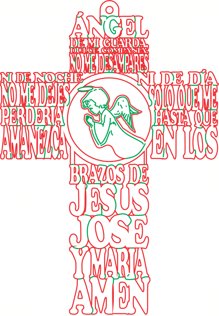 Cruz «Ángel de mi guarda» 2 — vector para corte CNC