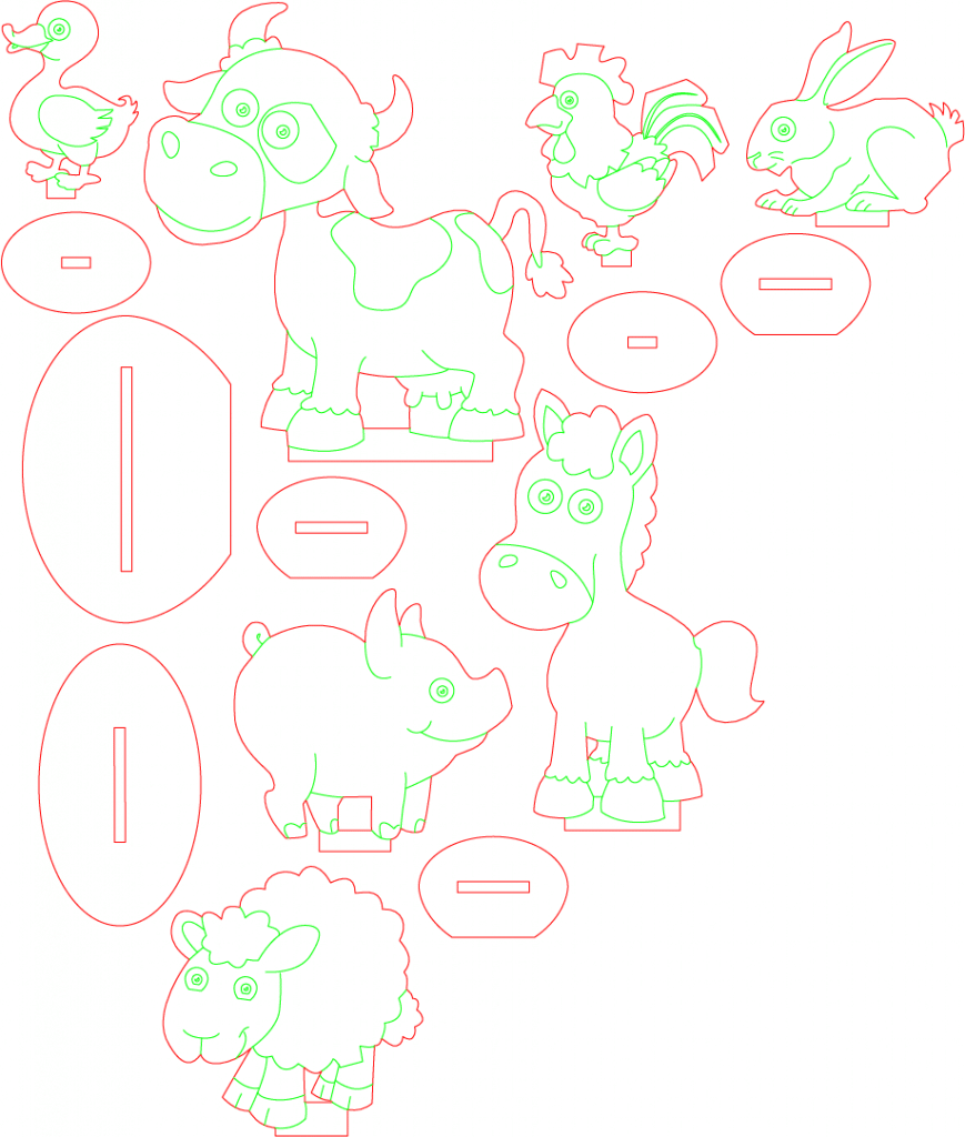 Animales de granja — vector para corte CNC