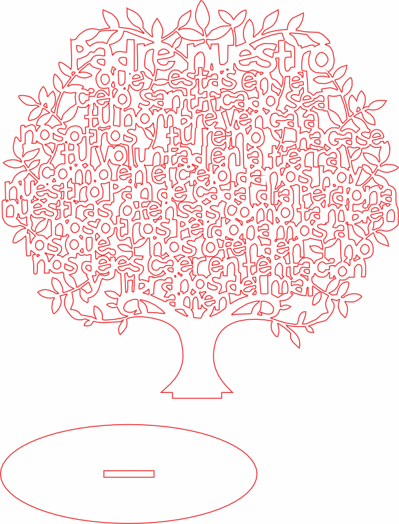 Árbol copa redonda (Padre nuestro) — vector para corte CNC