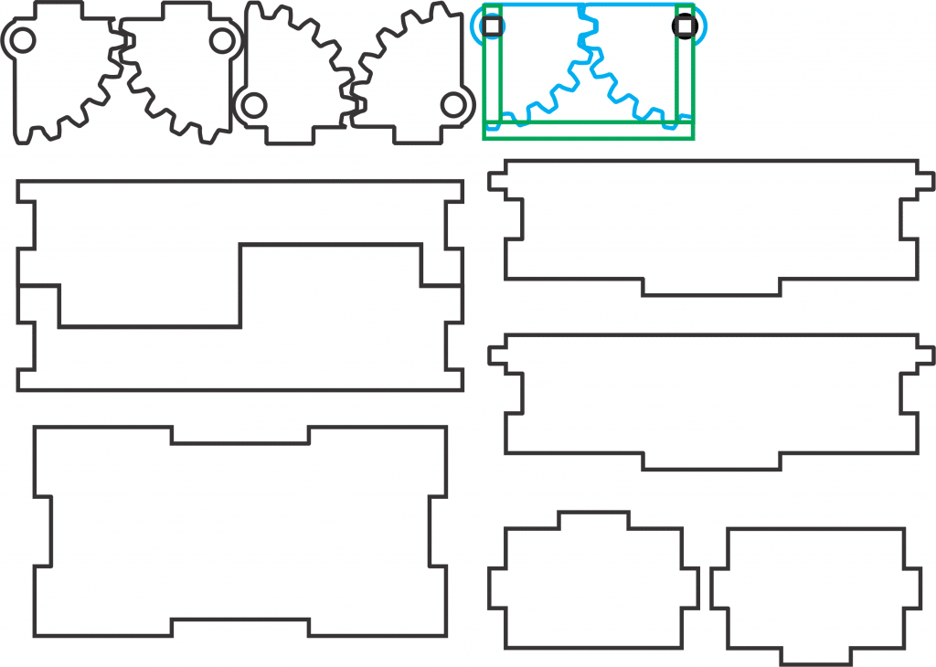 Caja con engranes — vector para corte CNC