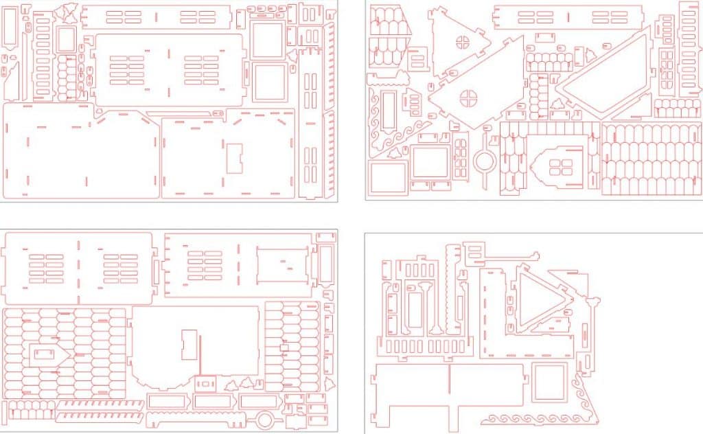 Casa gótica — vector para corte CNC