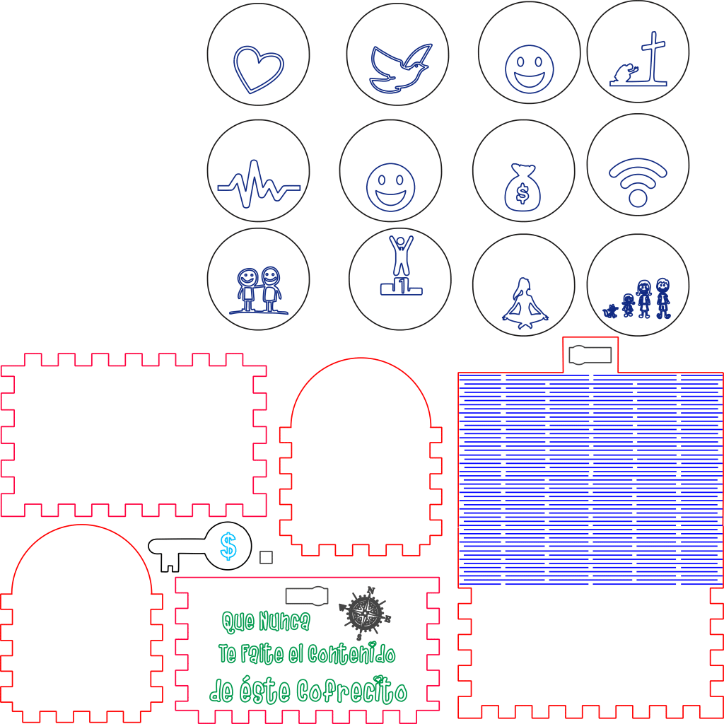 Cofre con monedas — vector para corte CNC