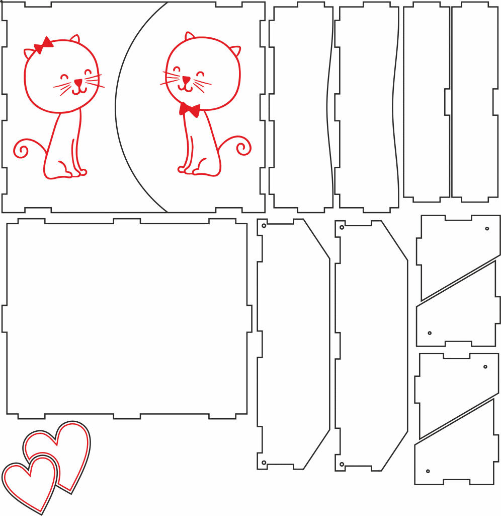 Caja gatitos — vector para corte CNC