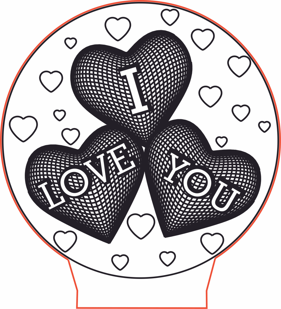 Led I Love You — vector para corte CNC