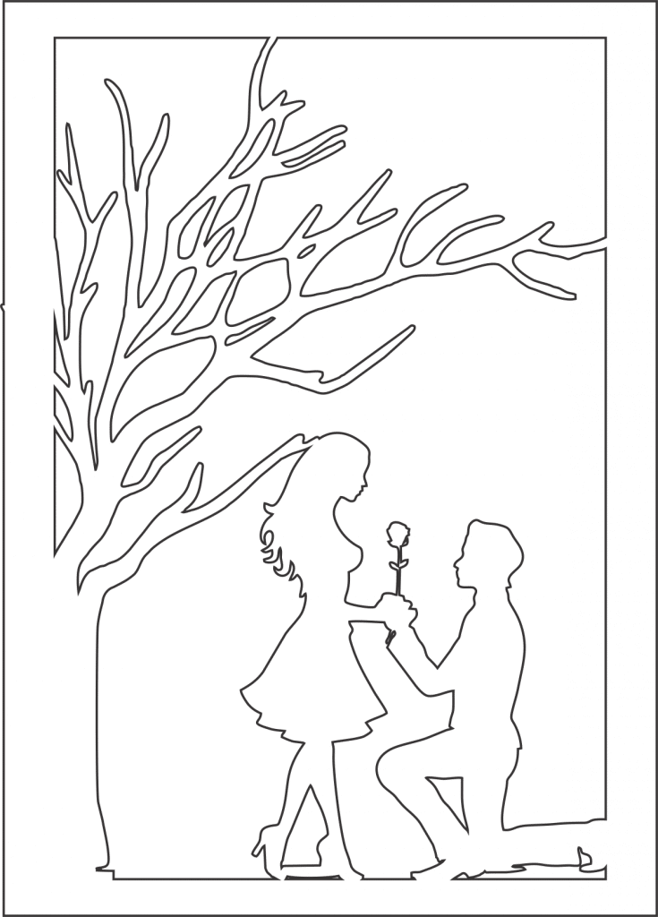 Tarjeta enamorados — vector para corte CNC