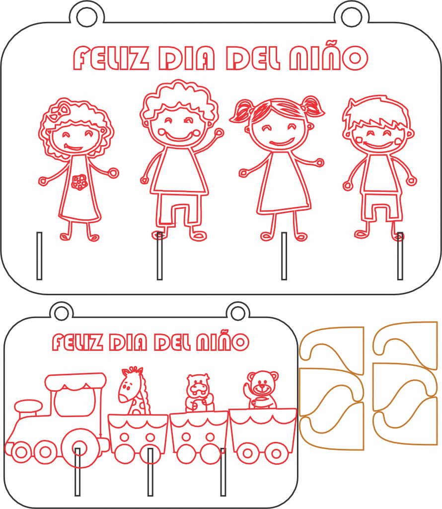 Percheros día del niño — vector para corte CNC