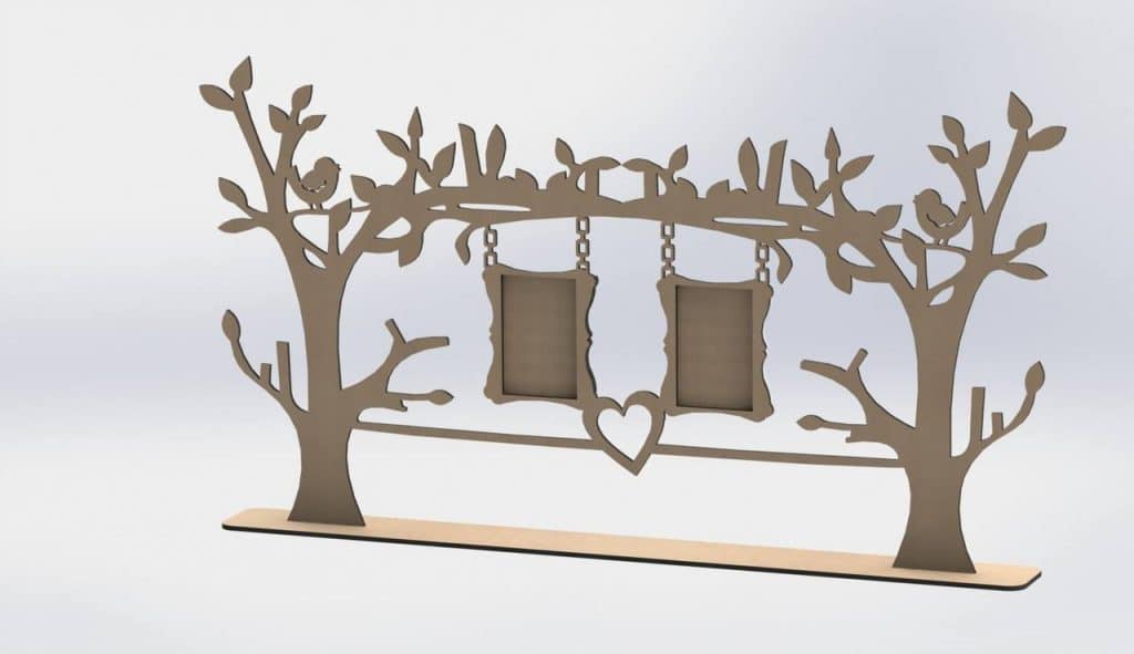 Árbol para fotos de pareja — vector para corte CNC