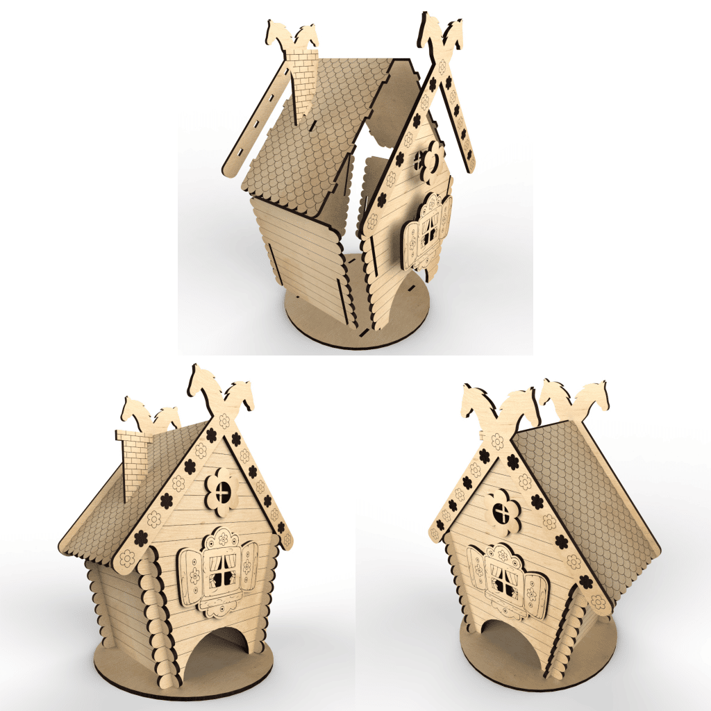 Casitas decorativas — vector para corte CNC