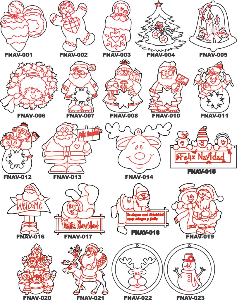 Catálogo de personajes navideños — vector para corte CNC