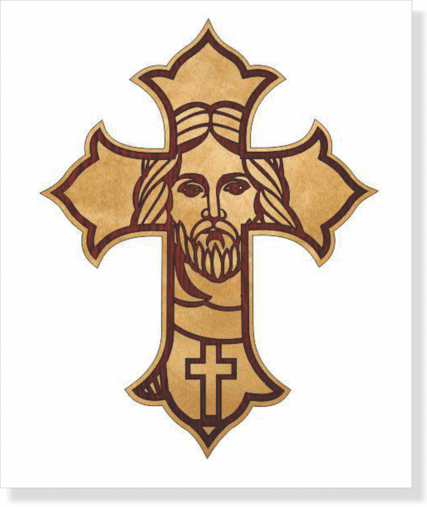 Cruz con el rostro de Jesús — vector para corte CNC