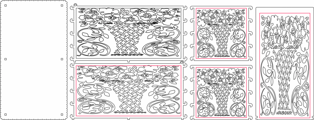 Caja con rosas — vector para corte CNC