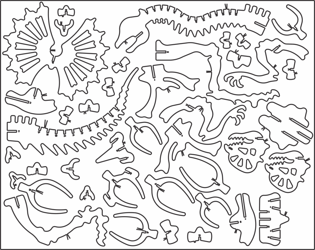 Dinosaurio Ceratopsier armable — vector para corte CNC