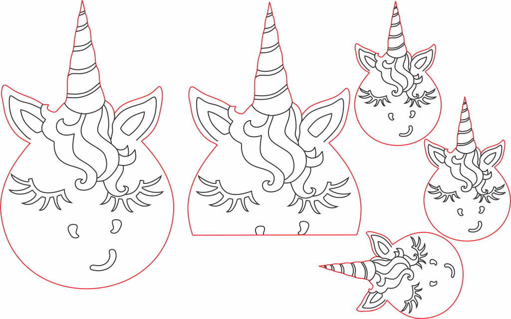 Unicornios — vector para corte CNC