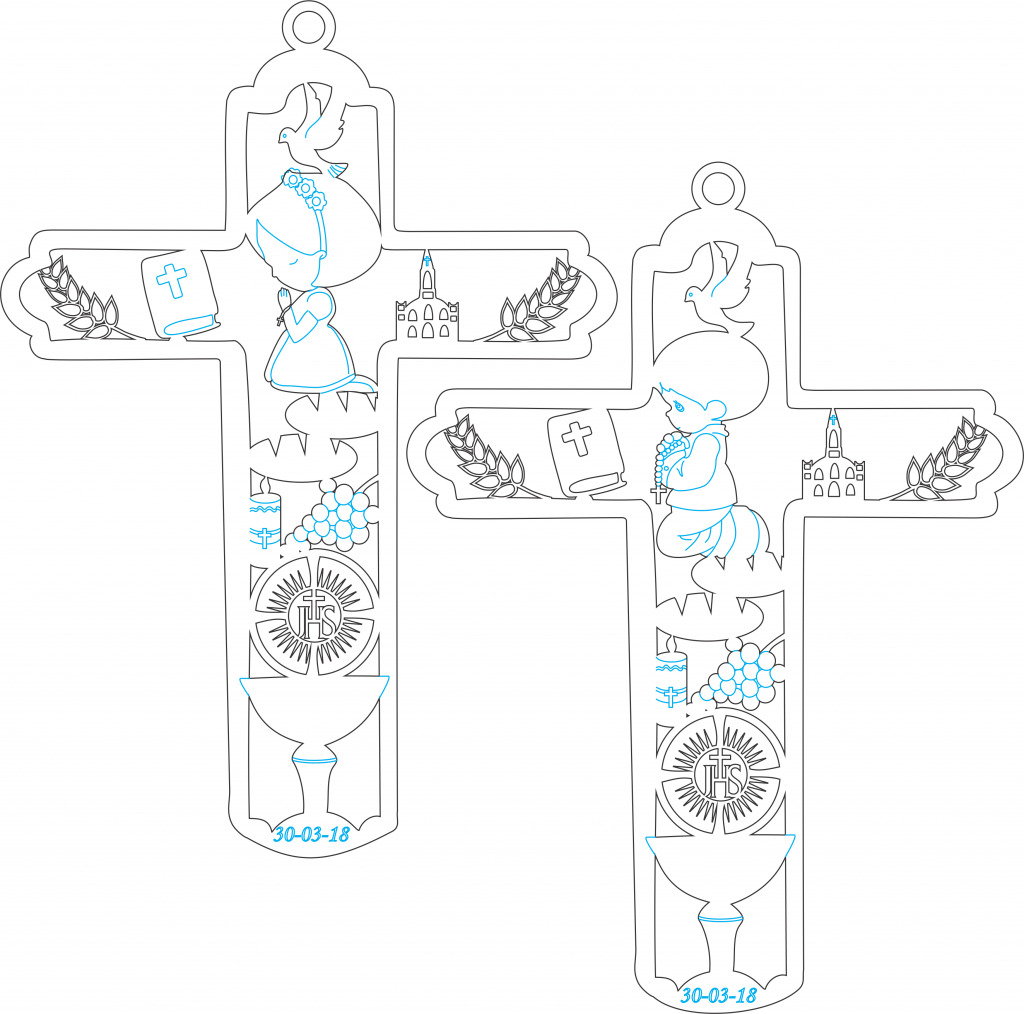 Cruz primera comunión — vector para corte CNC