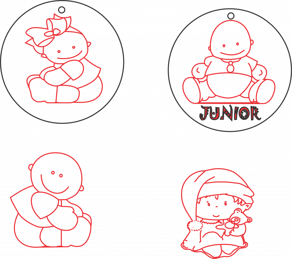Llavero con imagen de bebé — vector para corte CNC