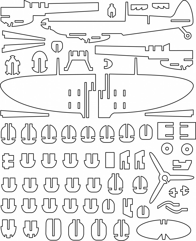 Avión «Spitfire» — vector para corte CNC