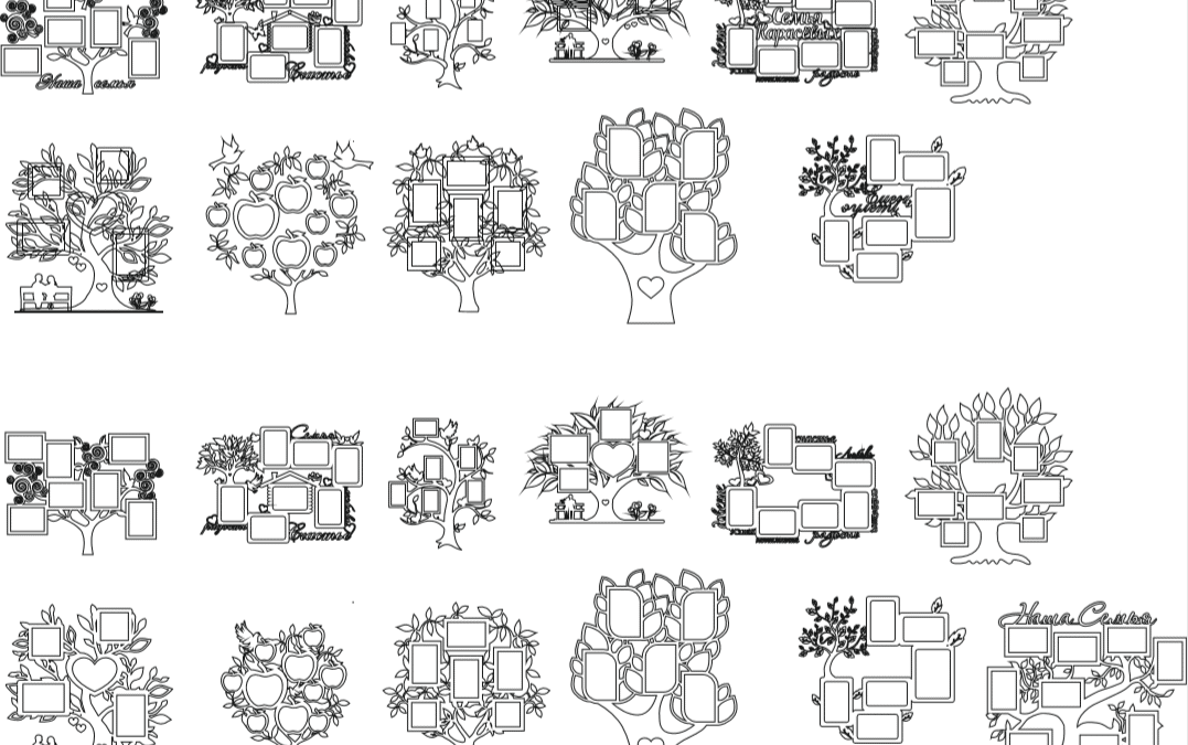 Varios Portarretratos con forma de árbol