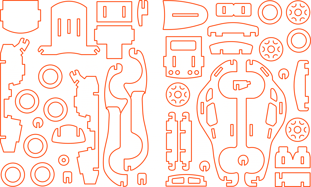 Auto pequeño armable — vector para corte CNC