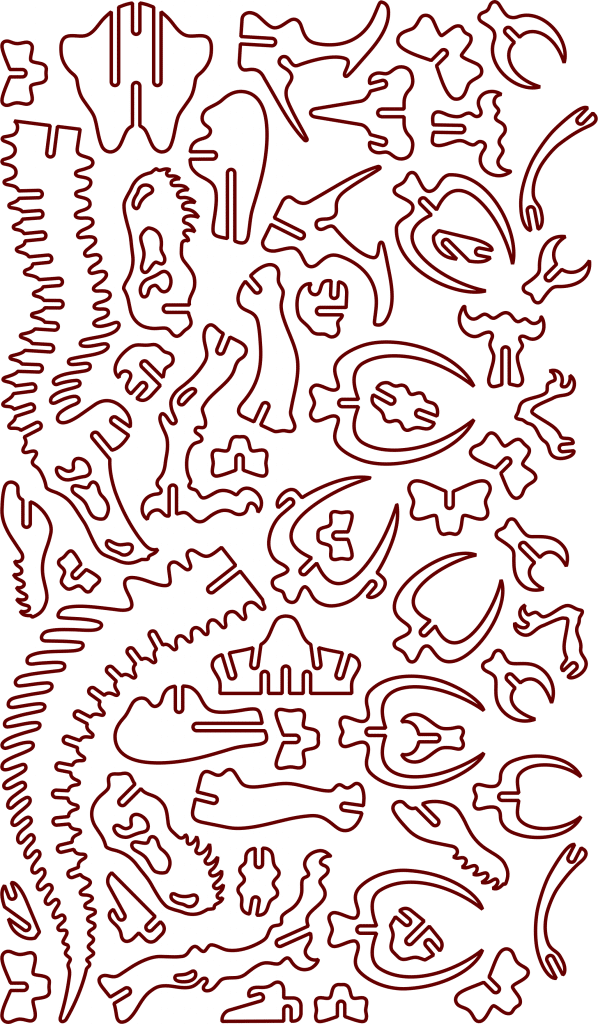 Esqueleto de Tiranosaurio Rex — vector para corte CNC