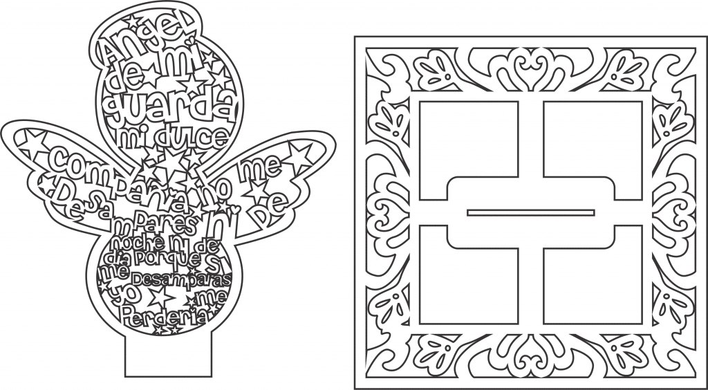 Ángel con oración — vector para corte CNC