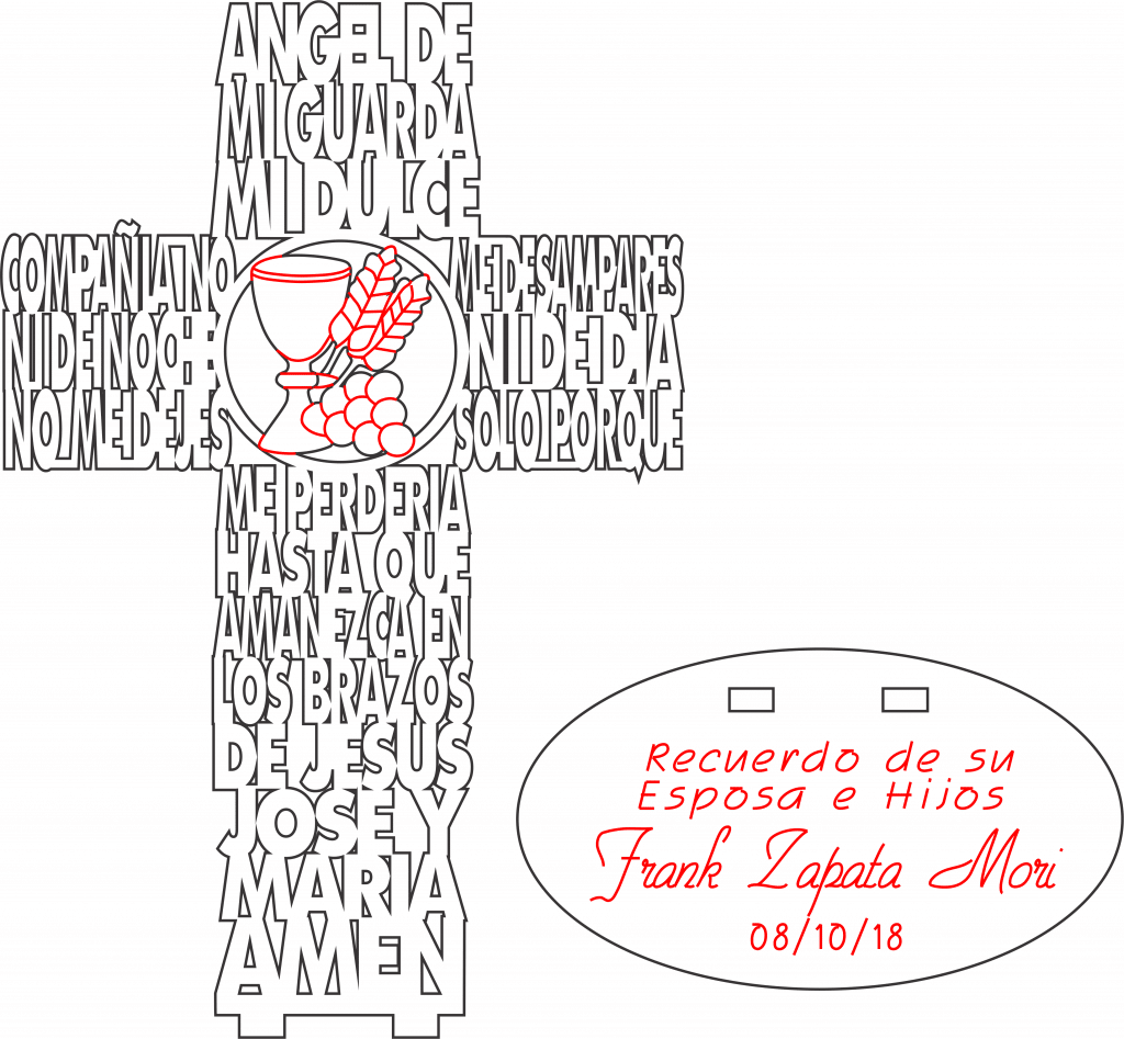 Cruz «Ángel de mi guarda» 1 — vector para corte CNC