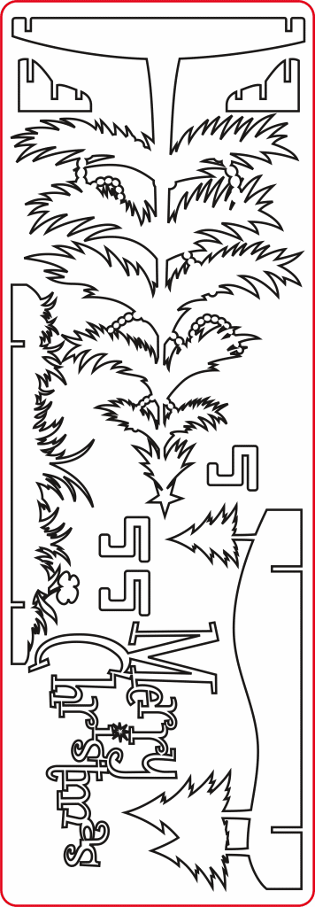 Pino «Merry Christmas» con base — vector para corte CNC