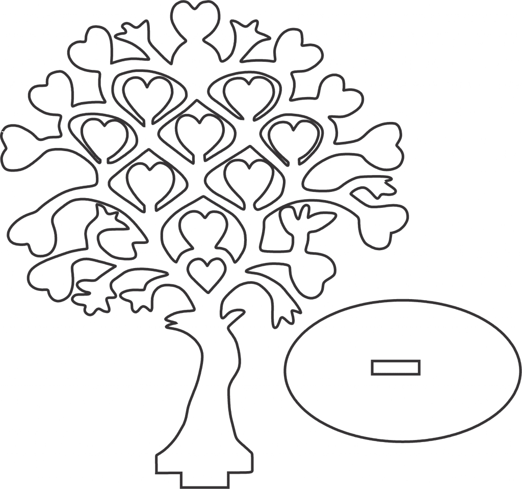 Árbol de corazones — vector para corte CNC