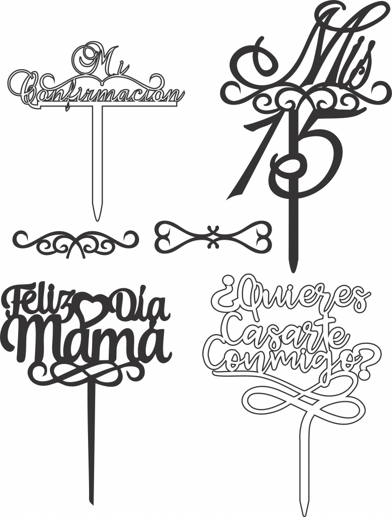 Banners para pasteles — vector para corte CNC