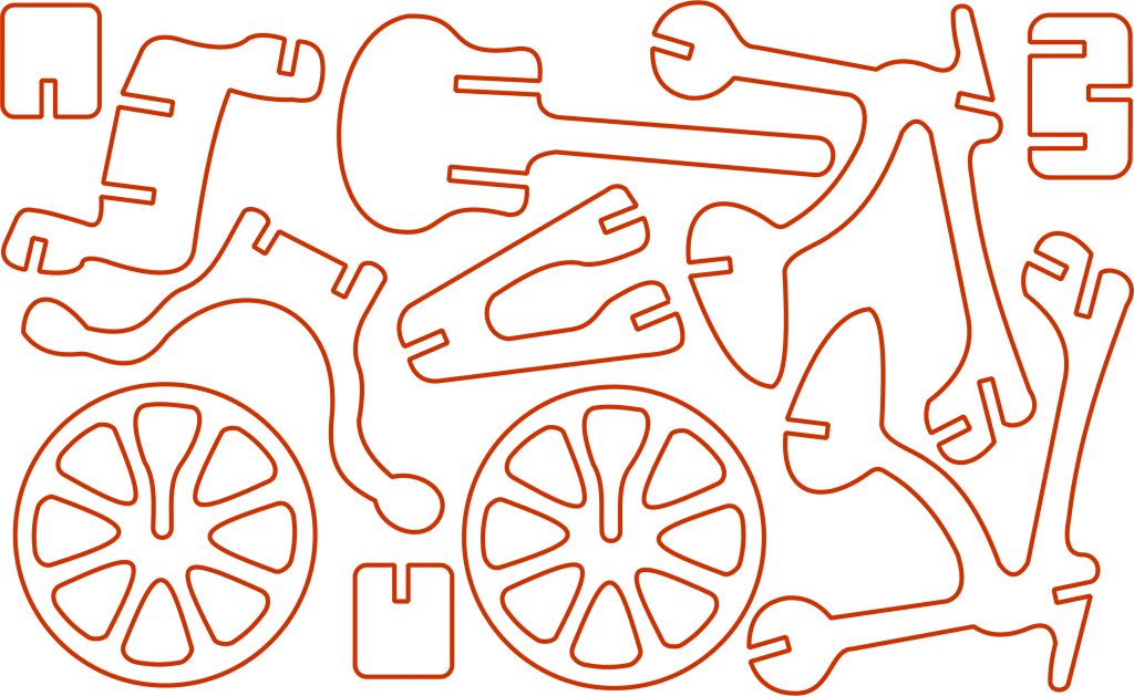 Bicicleta básica — vector para corte CNC