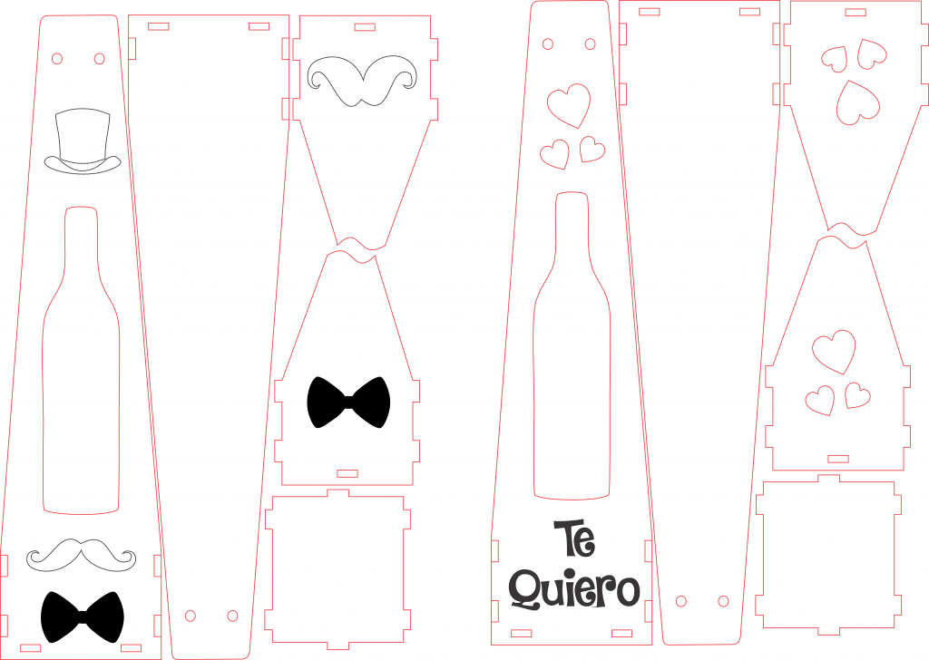 Cajas para cerveza «bigotes» — vector para corte CNC