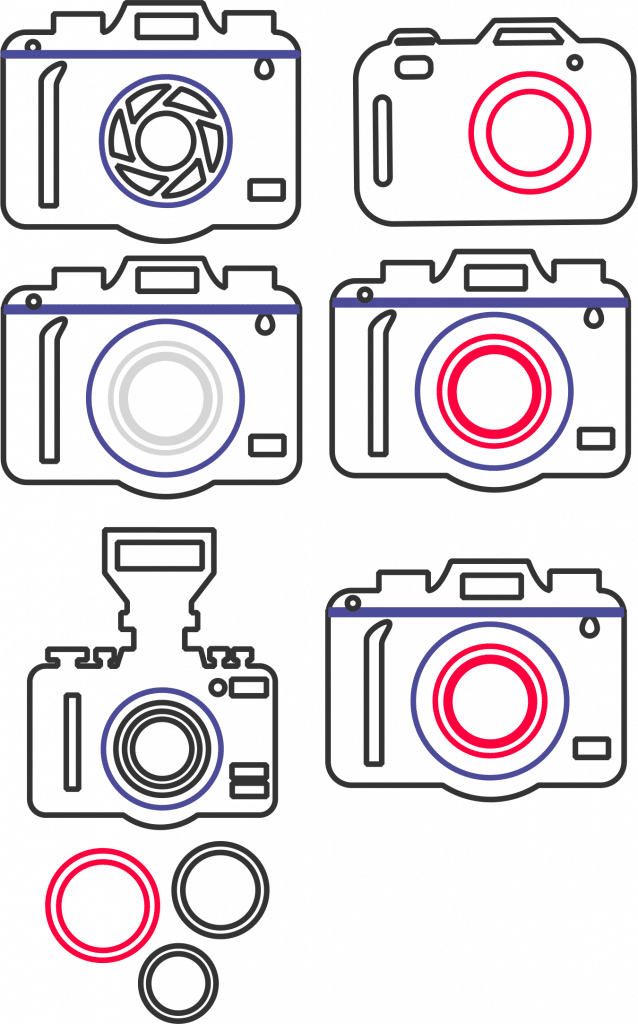 Diseños de cámaras fotográficas — vector para corte CNC