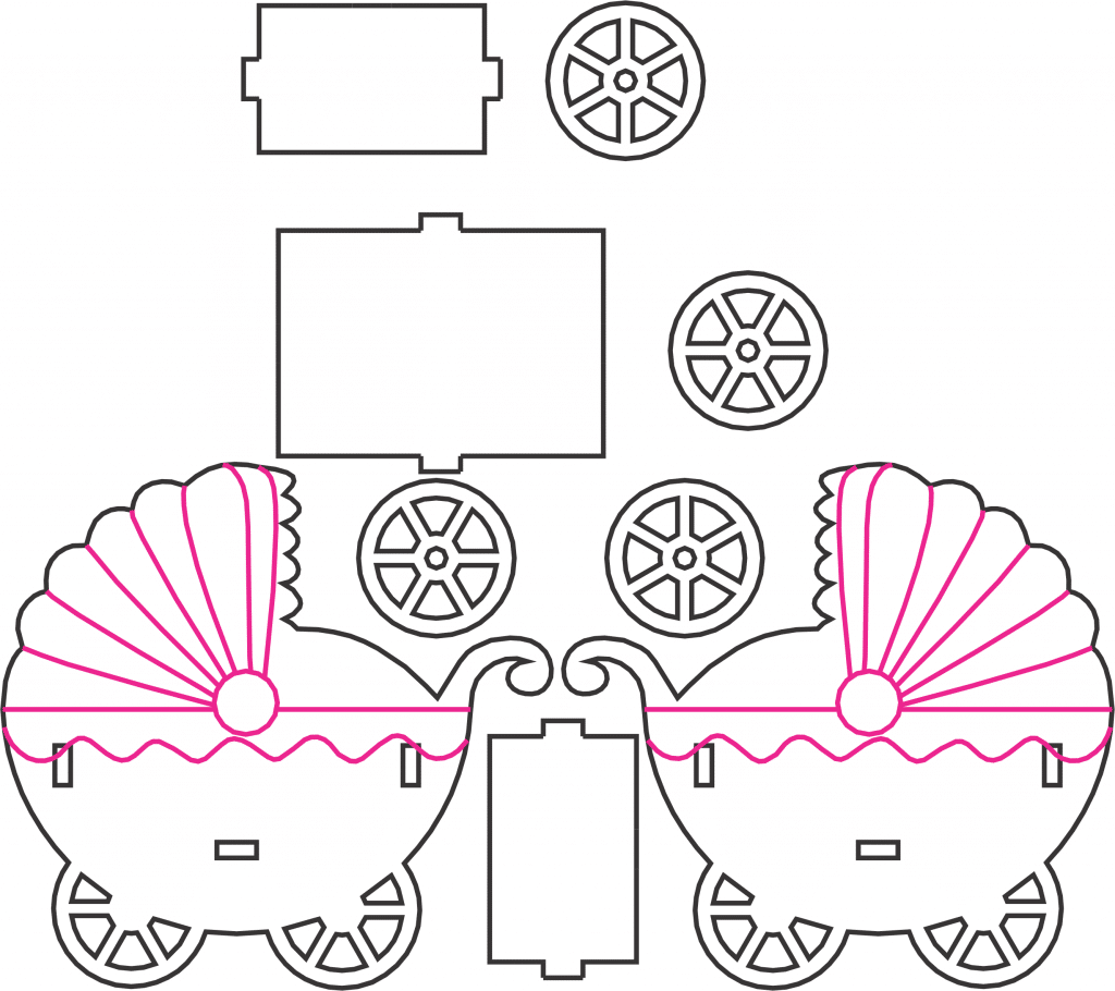 Coche de bebé — vector para corte CNC