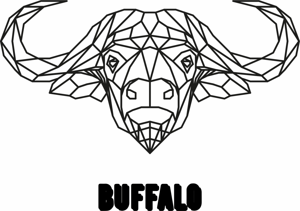 Búfalo geométrico — vector para corte CNC