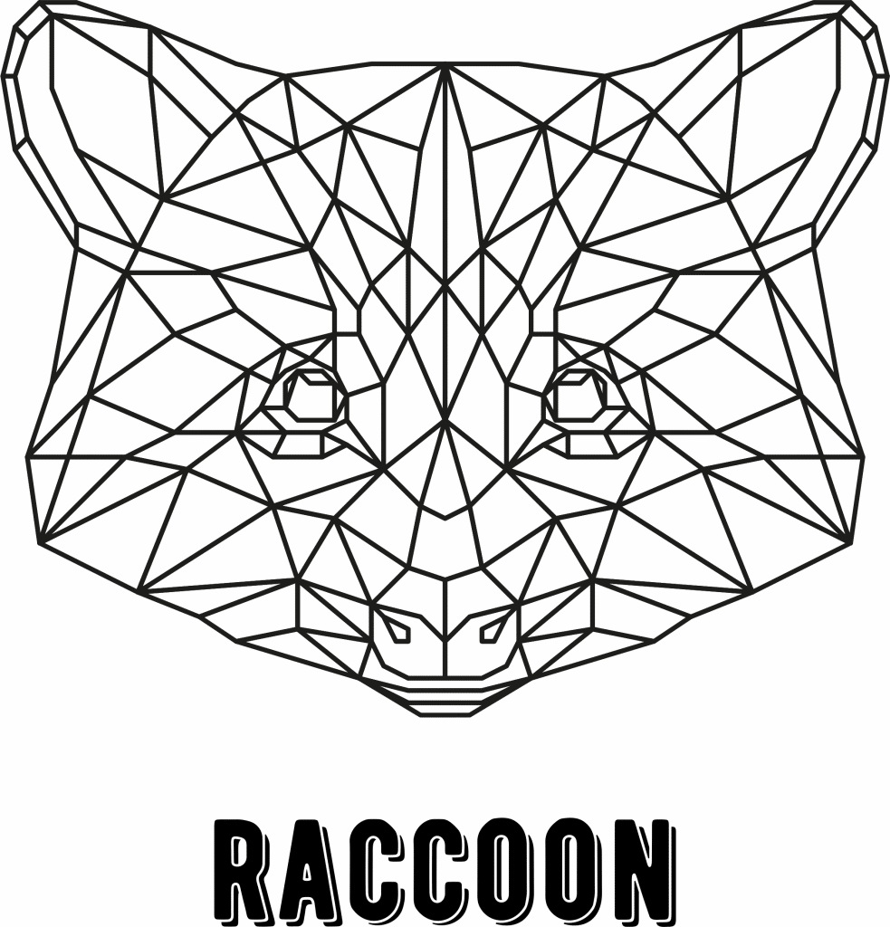 Mapache geométrico — vector para corte CNC