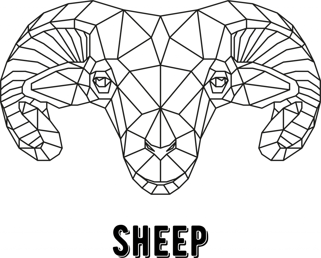 Borrego cimarrón geométrico — vector para corte CNC