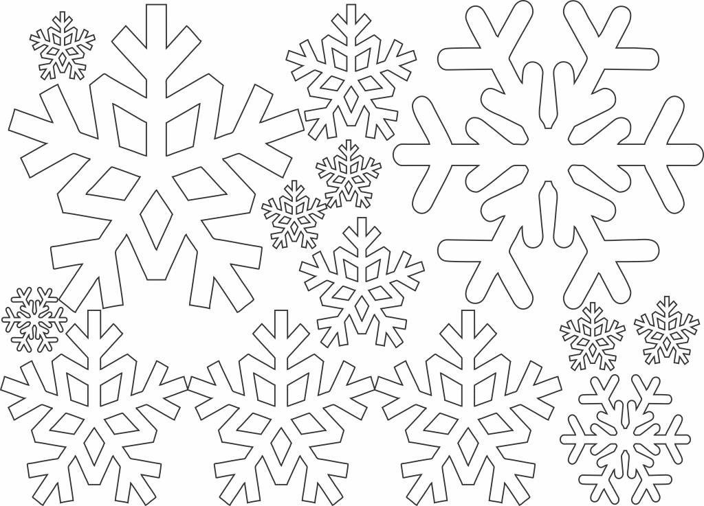 Copos de nieve (contornos) — vector para corte CNC