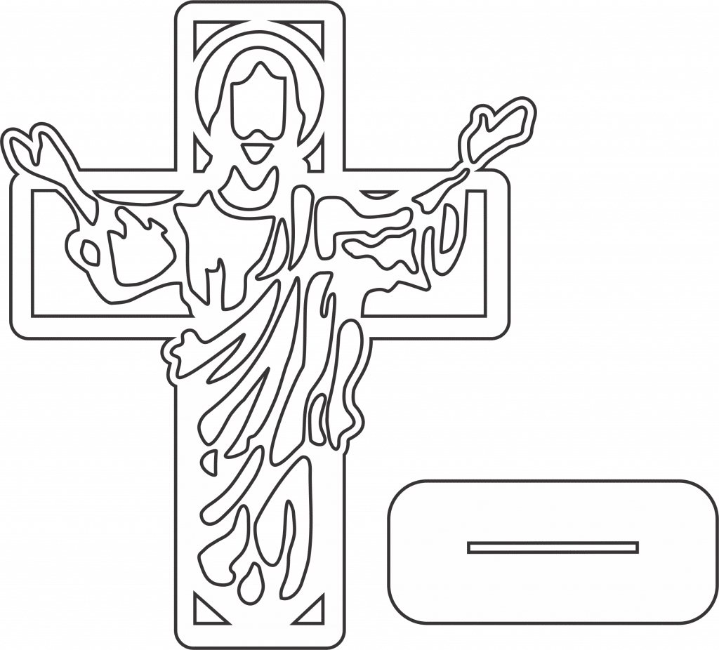Cruz con Jesús — vector para corte CNC