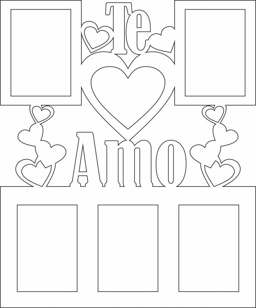 Cuadro de 5 fotos «Te amo» — vector para corte CNC