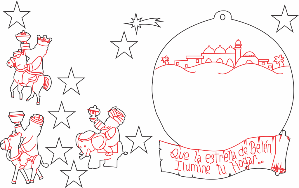 Esfera con Reyes Magos — vector para corte CNC