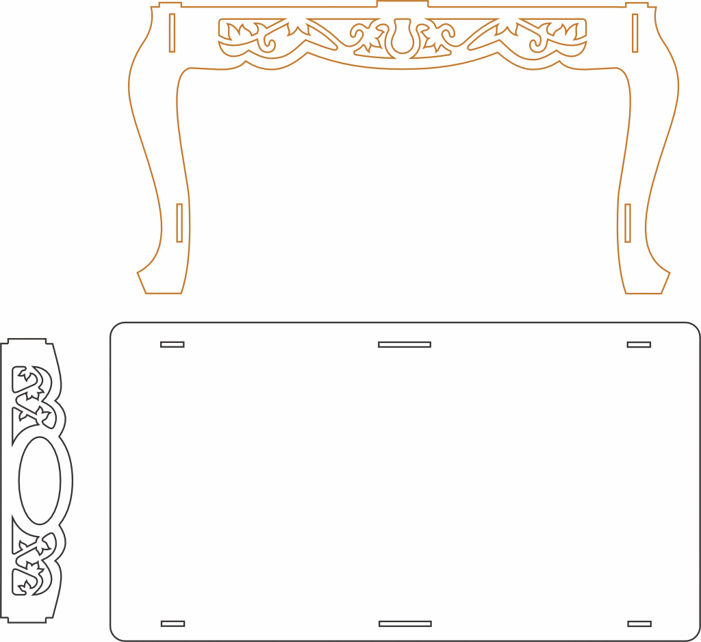Mesa colonial rectangular — vector para corte CNC
