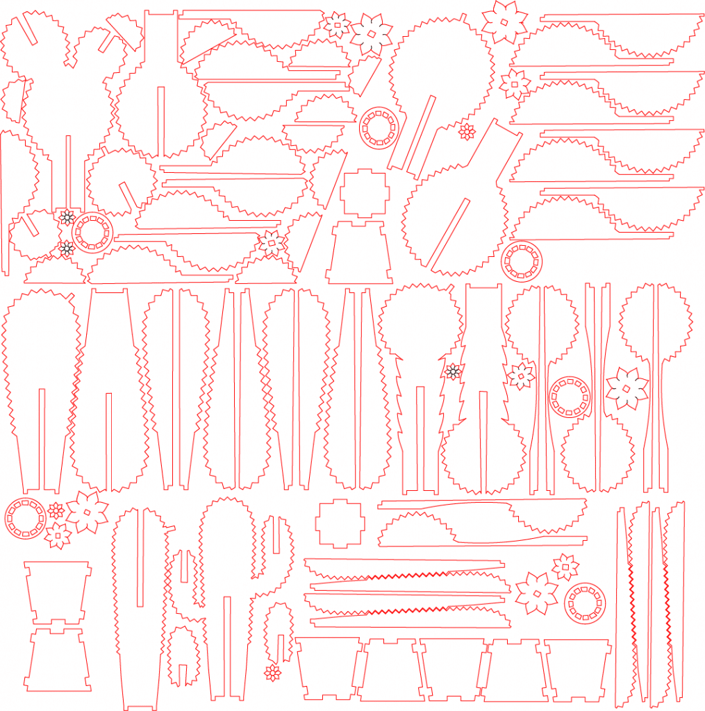 Galería de minicactus — vector para corte CNC