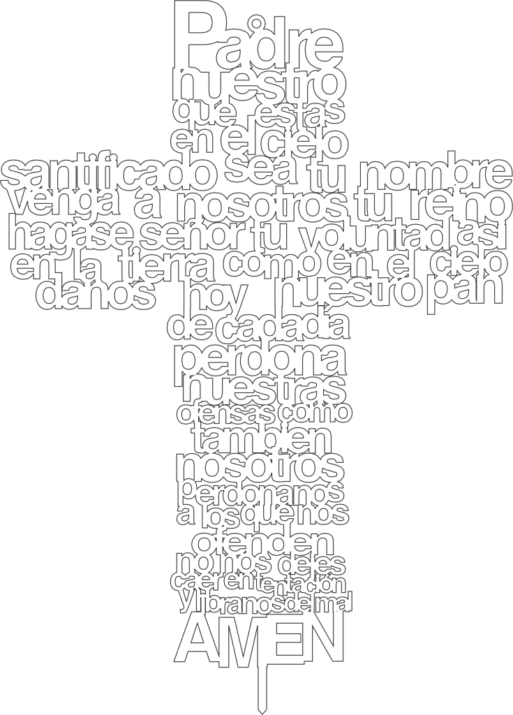 Cruz «Padre nuestro» 3 — vector para corte CNC