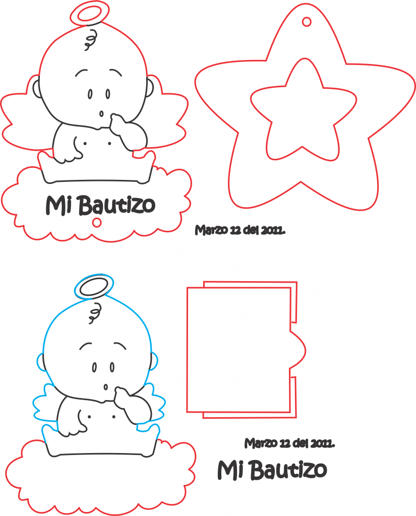 Angelitos para bautizo — vector para corte CNC