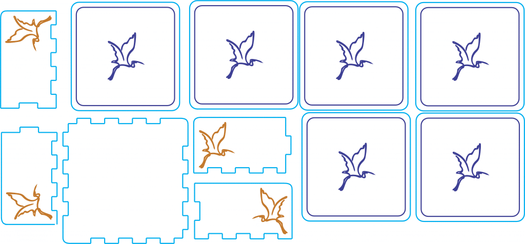 Portavasos de aves — vector para corte CNC